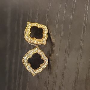 black and gold tone earrings